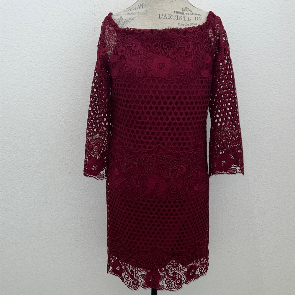 Elegant Burgundy Lace Dress